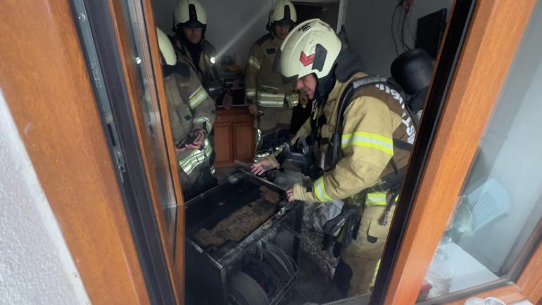 Avcılarda bulaşık makinesi alev aldı; itfaiye müdahale etti