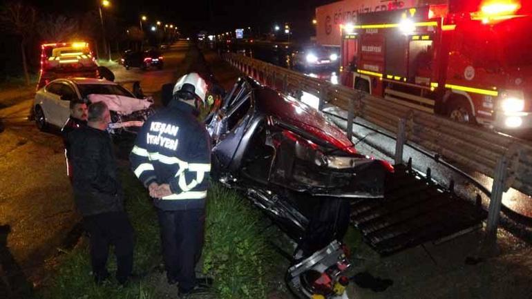 Edirne’de cip ile otomobilin çarpıştığı kazada 3 kişi yaralandı: Kaza sonrası kaçan kedi bulunamadı
