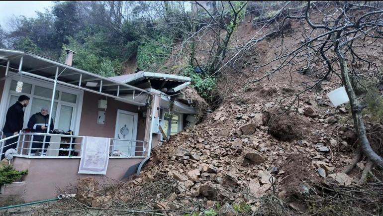 Beykoz’da toprak kayması sonucu tek katlı evde hasar oluştu
