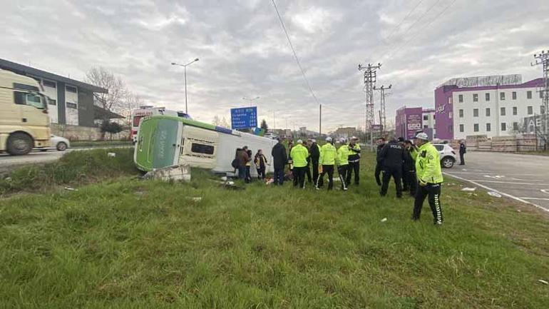Samsunda otobüs yan yattı: 9’u öğrenci, 11 yaralı