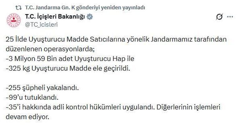 25 ilde uyuşturucu operasyonları: 99 tutuklama