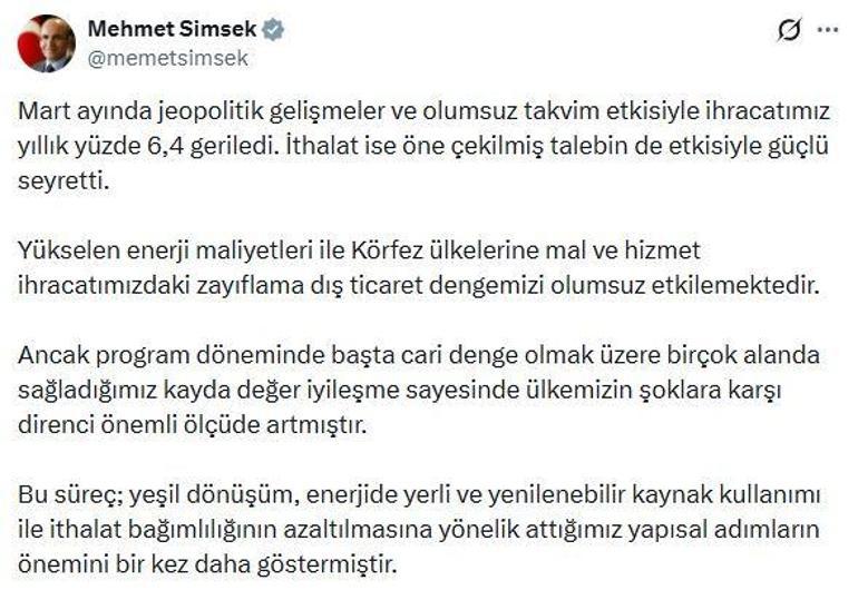 Bakan Şimşek: Ülkemizin şoklara karşı direnci önemli ölçüde artmıştır