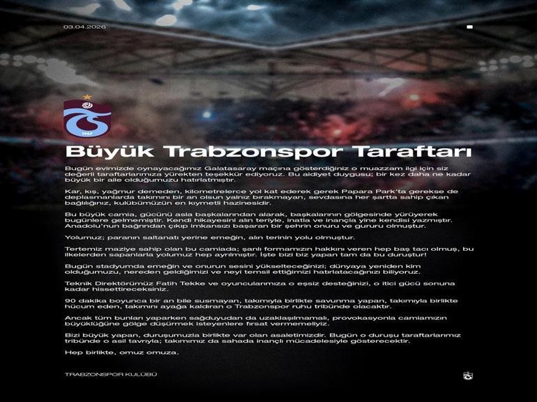 Trabzonspor’dan taraftara çağrı