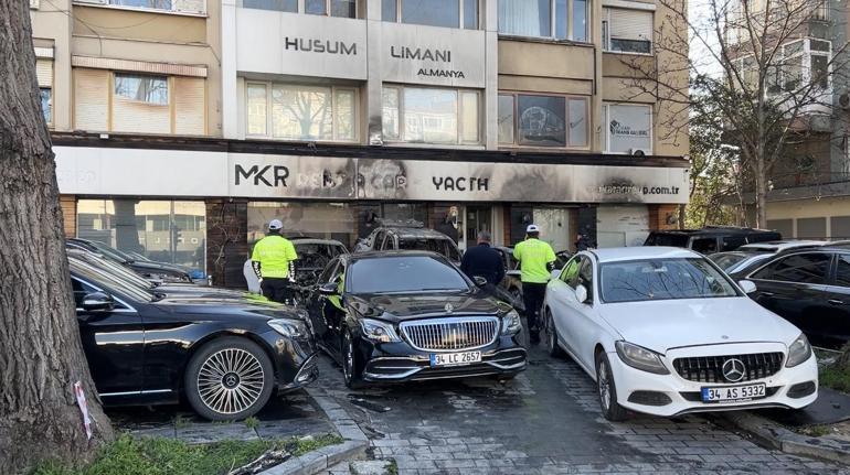 Beşiktaş’ta oto galerinin kundaklandığı sahibinin villasının kurşunlandığı anlar kamerada