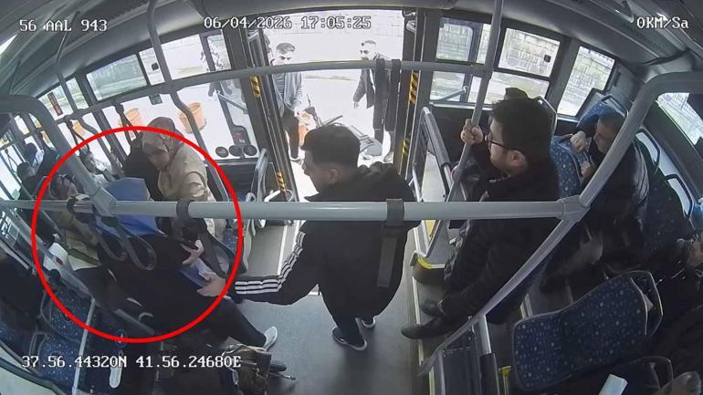 Belediye otobüsünde fenalaşan yolcuyu şoför hastaneye yetiştirdi; o anlar kamerada
