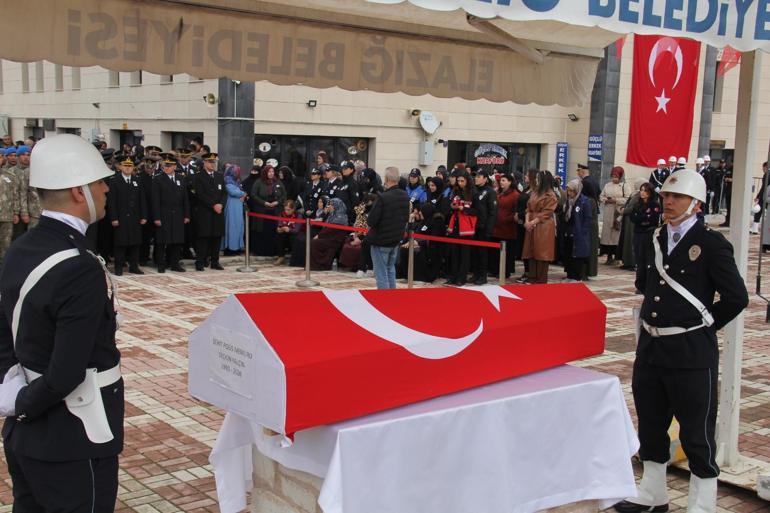 Kaza şehidi polis memuru, Elazığ’da son yolculuğuna uğurlandı