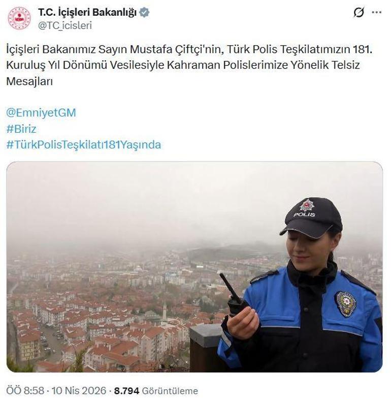 Bakan Çiftçi, Türk Polis Teşkilatının 181inci yılını polis telsizi üzerinden kutladı