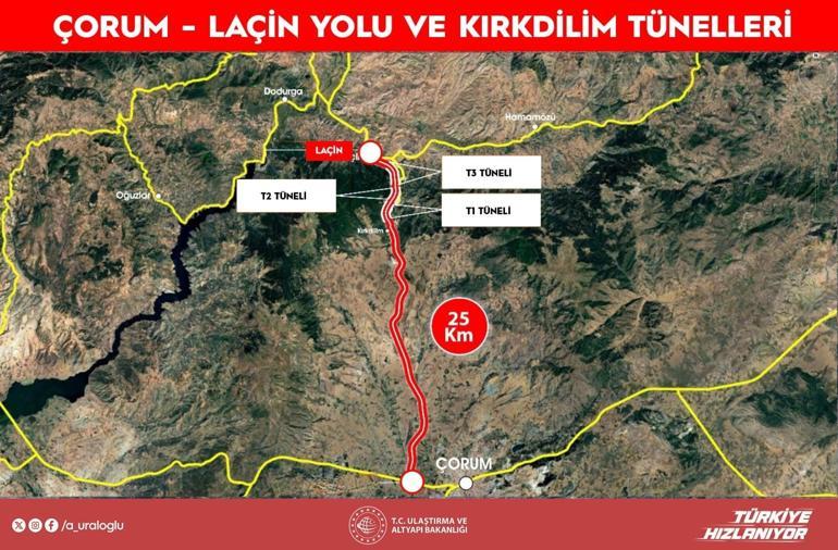 Bakan Uraloğlu: Çorum-Laçin Yolu ve Kırkdilim Tünelleri yarın hizmete açılacak