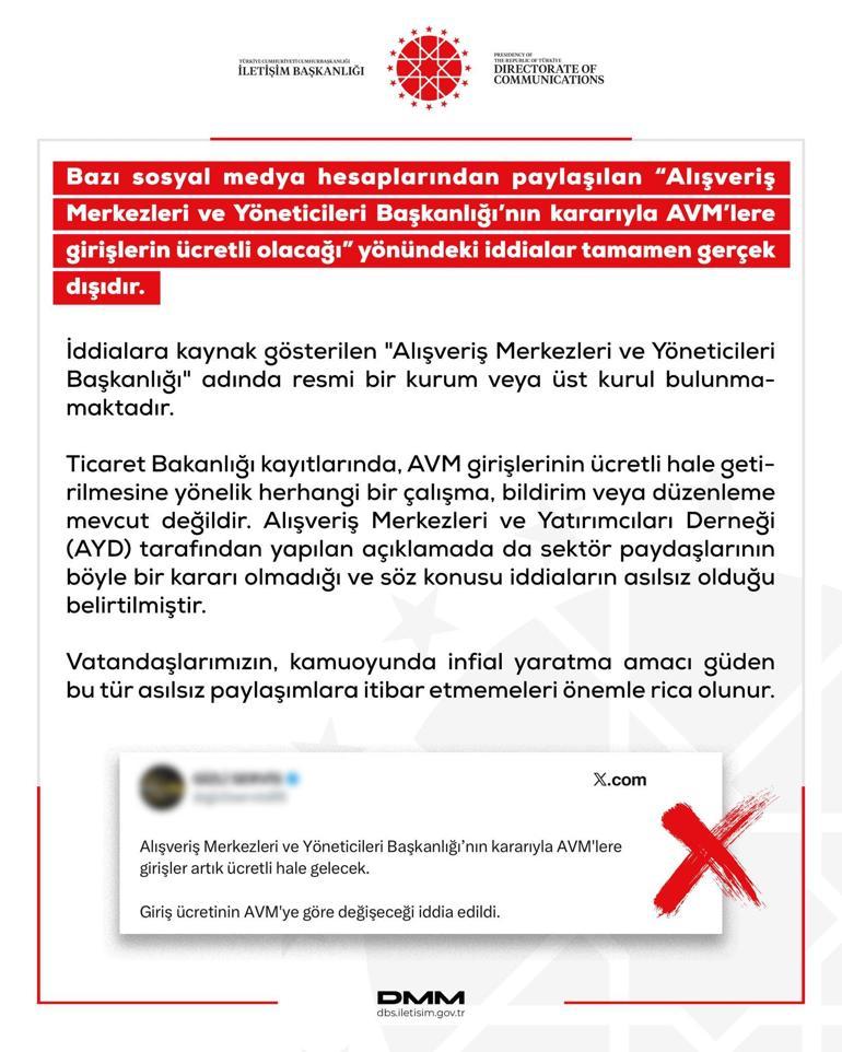 DMMden AVM girişleri ücretli olacak iddialarına ilişkin açıklama