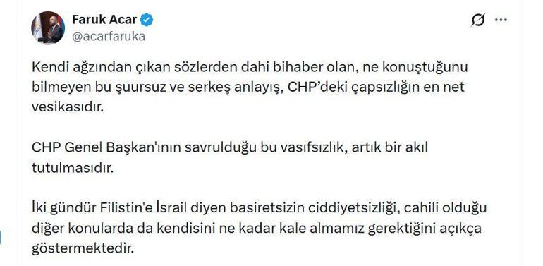 AK Partili Acar: CHP Genel Başkanının savrulduğu vasıfsızlık, akıl tutulmasıdır