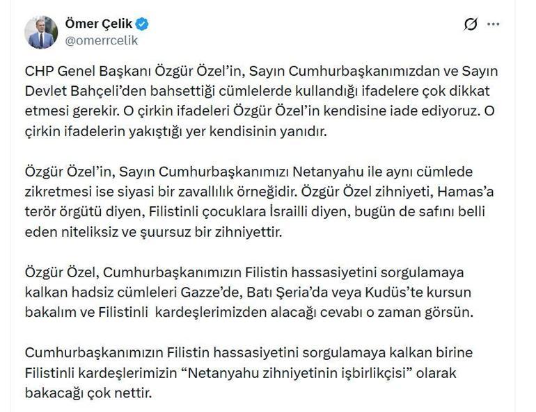 AK Partili Çelik: Özgür Özel zihniyeti, niteliksiz ve şuursuz bir zihniyettir