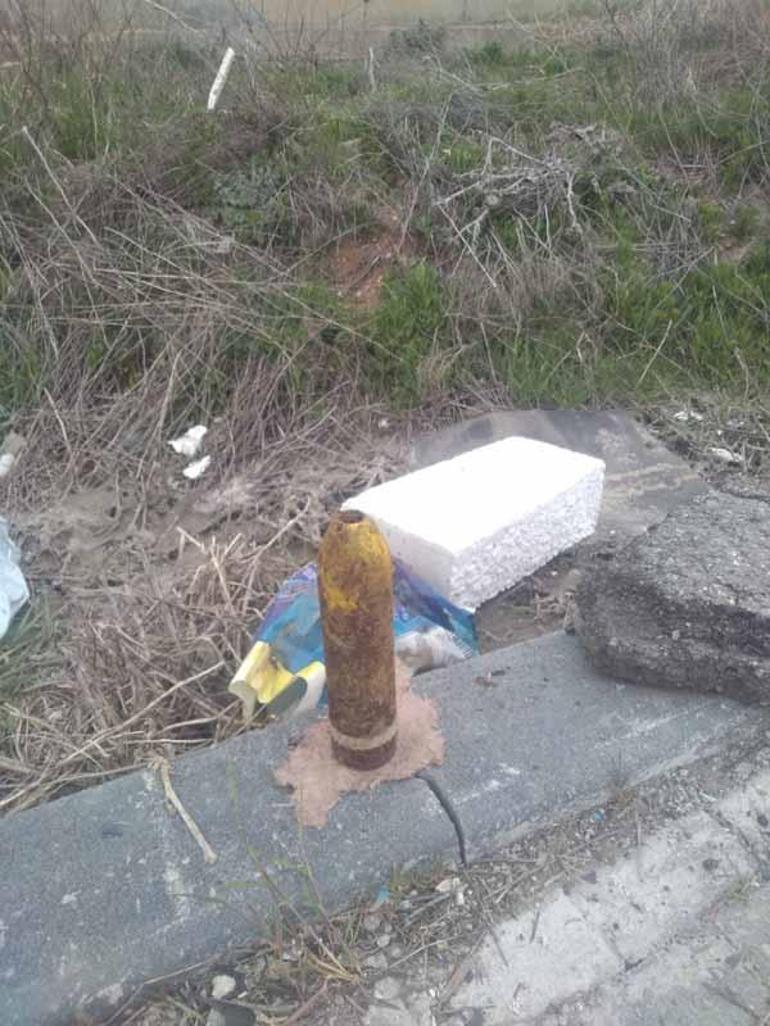 Sivasta yol kenarında havan topu mermisi bulundu