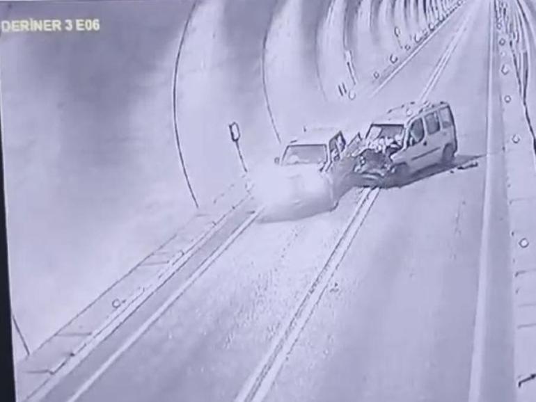 Artvin’de tünelde 7 kişinin yaralandığı kaza kamerada