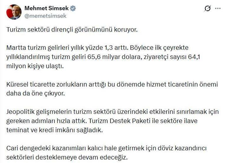 Bakan Şimşek: Döviz kazandırıcı sektörleri desteklemeye devam edeceğiz