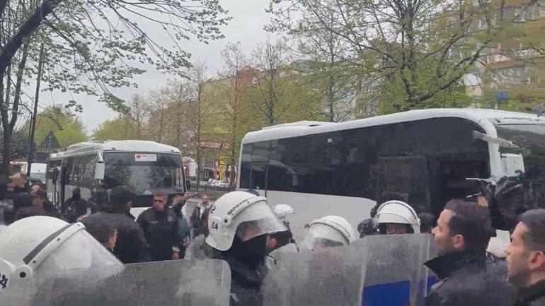 Beşiktaşta izinsiz gösteriye polis müdahale etti