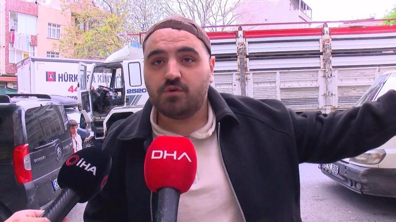 Bağcılarda park halindeyken freni boşalan kamyon 8 araca çarptı; kaza kamerada