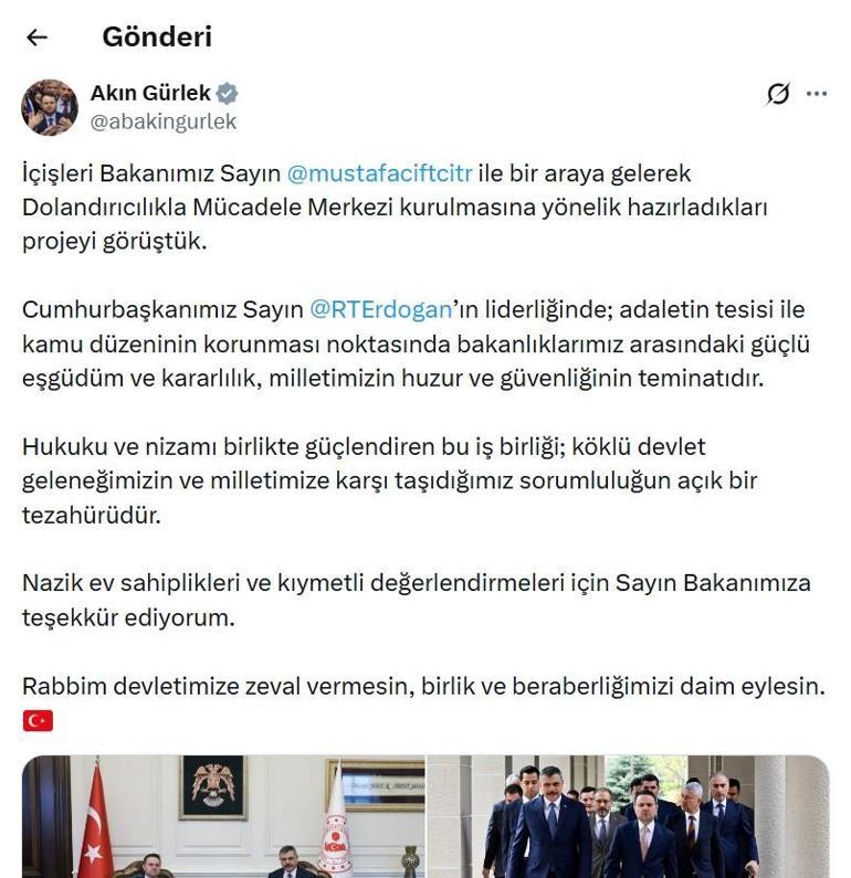 İçişleri Bakanı Çiftçi ile Adalet Bakanı Gürlek bir araya geldi