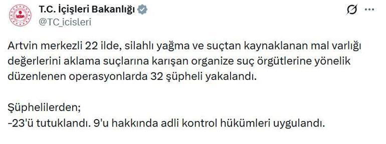 22 ilde suç örgütü operasyonlarında 23 tutuklama