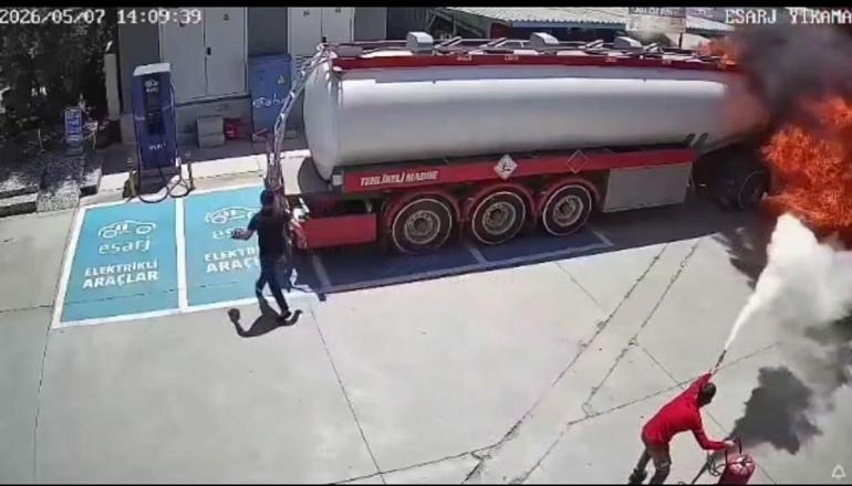 Muğla’da mazot yüklü tankerin alev aldığı anların görüntüsü ortaya çıktı