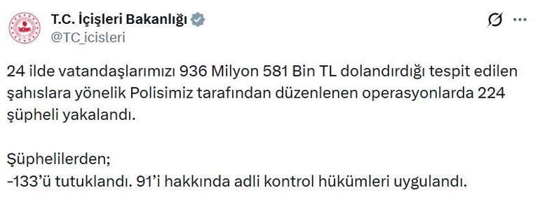 24 ilde dolandırıcılık operasyonları: 133 tutuklama