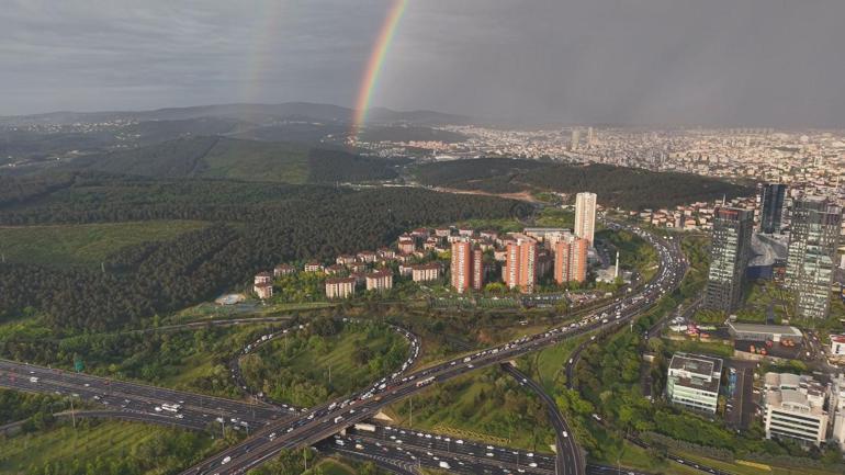İstanbulda yağışın ardından gökkuşağı sürprizi