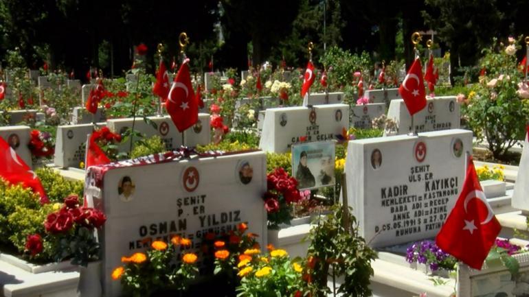 Şehit aileleri bayramın ilk gününde Edirnekapı Şehitliğini ziyaret etti