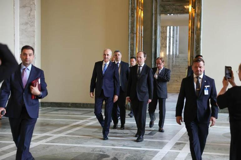 TBMM Başkanı Kurtulmuş, Finlandiya Parlamentosu Başkanı Halla-Aho ile görüştü