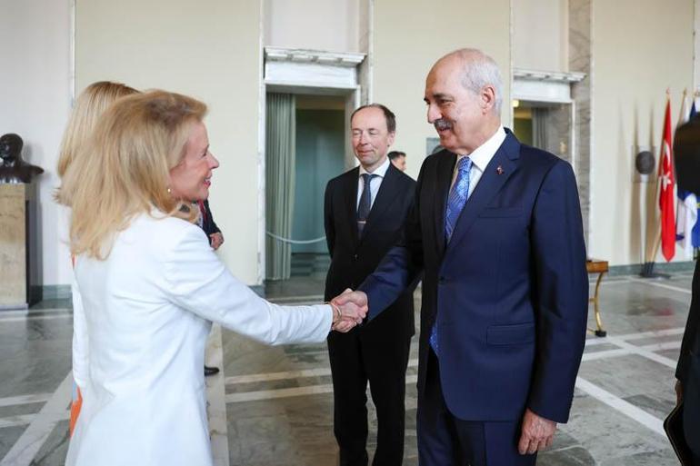TBMM Başkanı Kurtulmuş, Finlandiya Parlamentosu Başkanı Halla-Aho ile görüştü