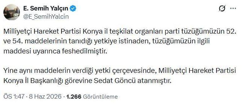 MHP Konya il teşkilatı feshedildi