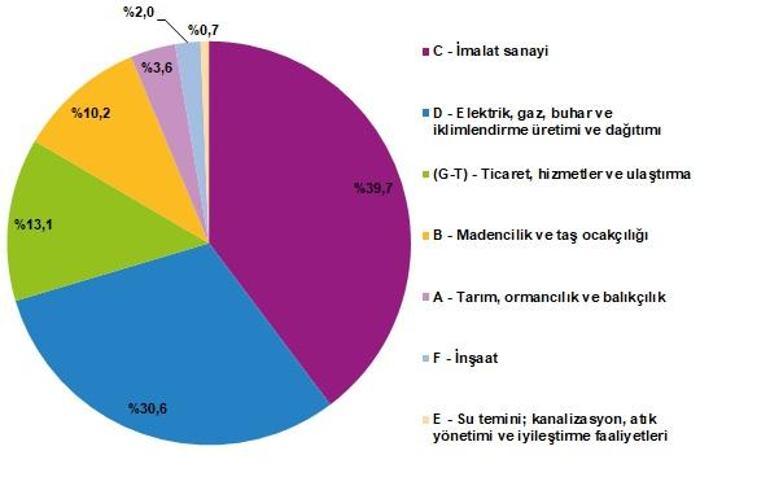 Ekonomik faaliyetler fiziksel enerjinin varış yerlerinde en büyük payı aldı
