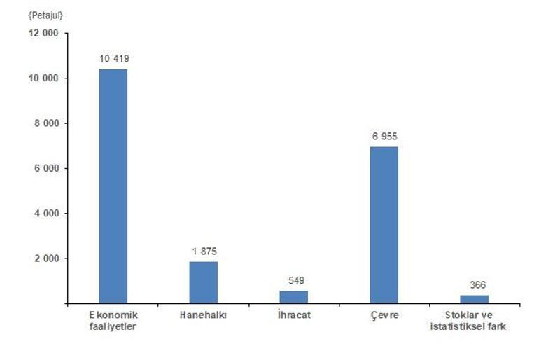 Ekonomik faaliyetler fiziksel enerjinin varış yerlerinde en büyük payı aldı