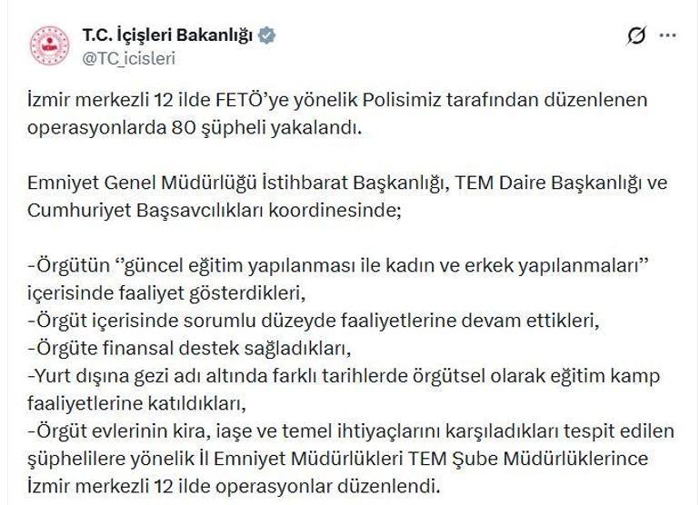 12 ilde FETÖ operasyonu: 80 gözaltı
