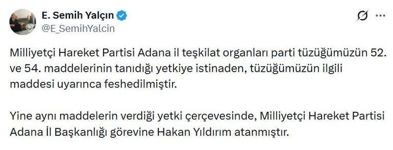 MHP Adana il teşkilatı feshedildi