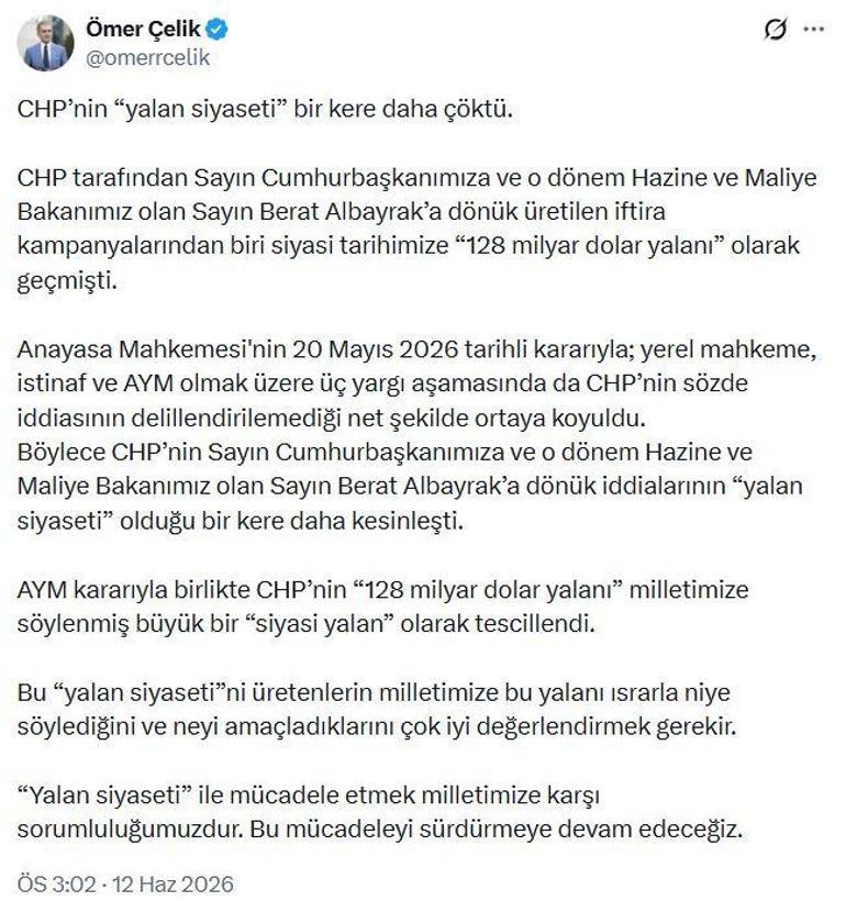 AK Partili Çelik: CHPnin yalan siyaseti bir kere daha çöktü