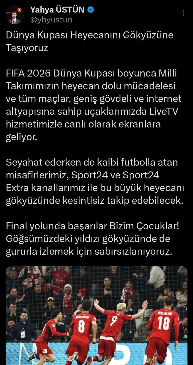 THY, Dünya Kupası maçlarını canlı yayınlayacak