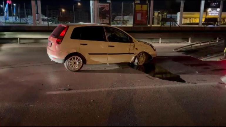 Alkollü olduğu öne sürülen sürücünün sıkıştırdığı otomobil, takla atıp bahçeye düştü; kaza anı kamerada