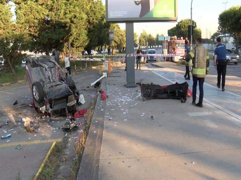Kartal’da takla atan otomobilin sürücüsü yaralandı