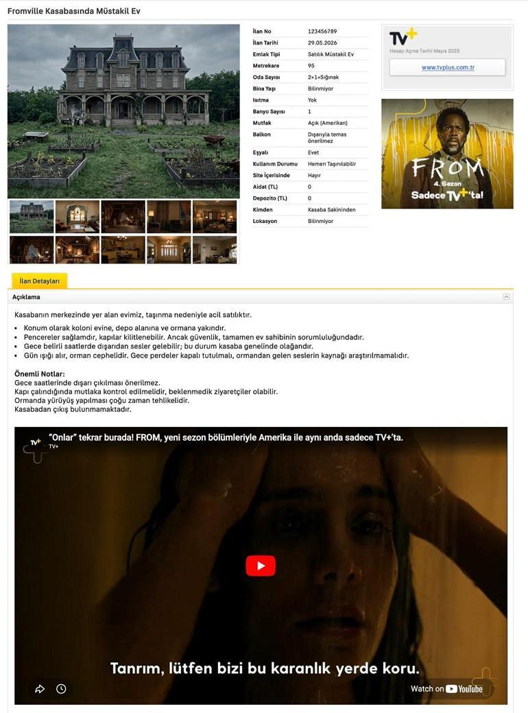 ‘From’ dizisi emlak ilanları arasında yer aldı