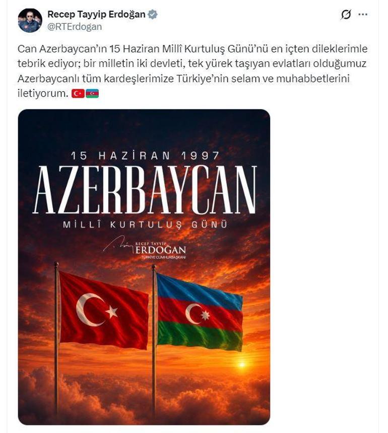 Cumhurbaşkanı Erdoğan, Azerbaycanın Milli Kurtuluş Gününü kutladı