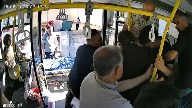 Otobüs şoförü, rahatsızlanan yolcusunu hastaneye yetiştirdi; o anlar kamerada