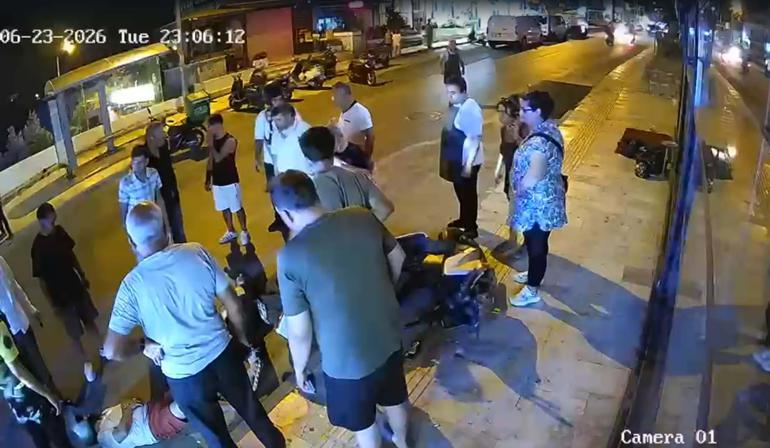 Bodrumda 2 motosiklet çarpıştı; kaza kamerada