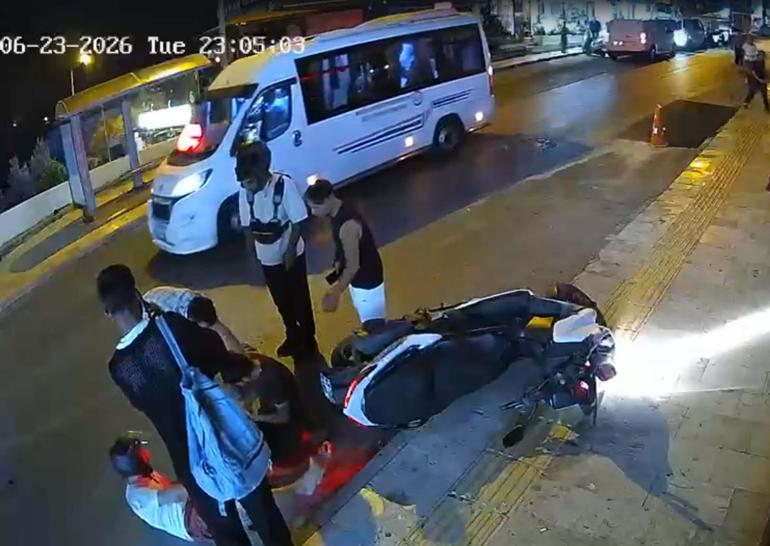 Bodrumda 2 motosiklet çarpıştı; kaza kamerada