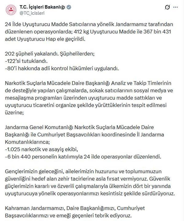 24 ilde uyuşturucu operasyonu: 122 tutuklama