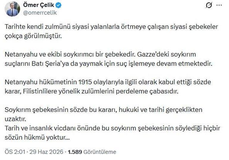 AK Partili Çelik: Netanyahu ve ekibi soykırımcı bir şebekedir