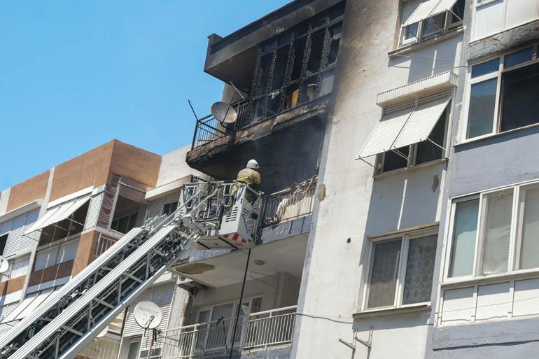 İzmirde 7 katlı binada korkutan yangın; 6 kişi dumandan etkilendi