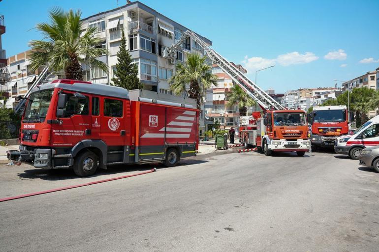 İzmirde 7 katlı binada korkutan yangın; 6 kişi dumandan etkilendi
