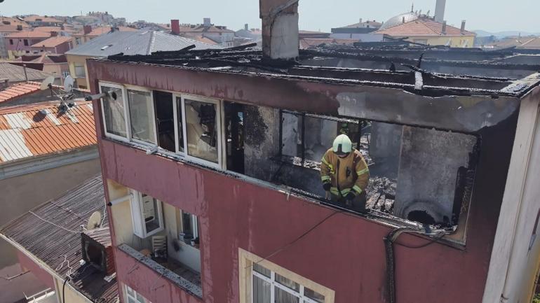 Pendikte 5 katlı binanın çatısında çıkan yangında 1 işçi yaralandı