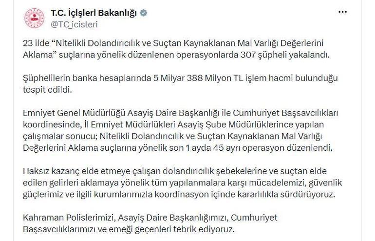 23 ilde nitelikli dolandırıcılık operasyonu: 307 gözaltı