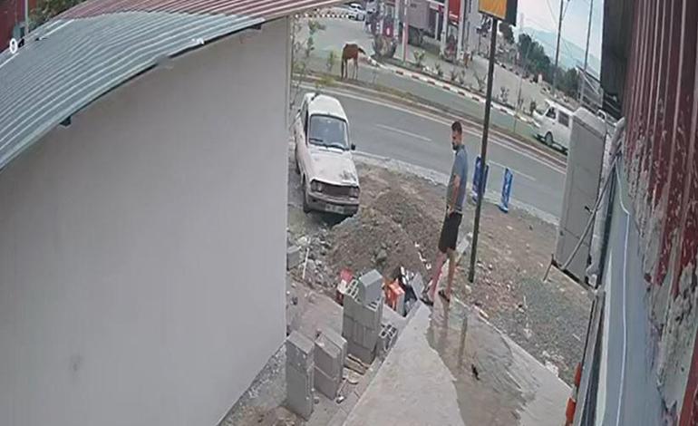 Minibüsün ata çarpması kamerada
