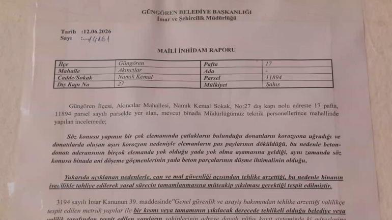 Güngören’de riskli raporu verilen binanın mührünü kırıp içeri girdiler: Yıkılabilir
